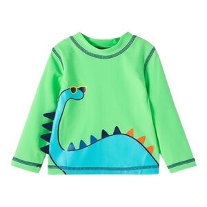 𝅺LITTLE Me Green Dino Swim Shirt Size 18 months